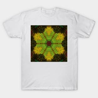 Weave Mandala Green Yellow and Red T-Shirt